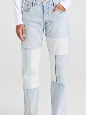 Levi’s 90’s Freehand Folk Denim Jeans 24/30 Light Wash Patchwork Button Fly Chic